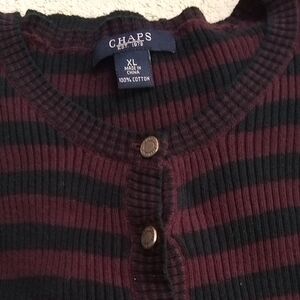 Chaps  - Black and Burgundy Stripes Women's Henley